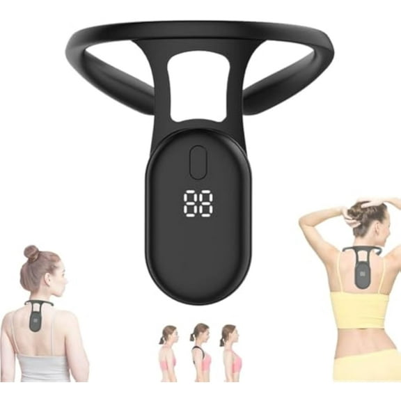 True Posture Corrector, Smart Posture Corrector for Women, Adjustable Back Brace, Vibrating Posture Monitor, Wireless Back Support, Lightweight Neck and Back Straightener for Men & Women(Black)