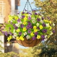 thumbnail image 3 of Artificial Hanging Flowers for Outdoors Spring Decoration,Faux Silk Chrysanthemum,Hanging Planters in 12 inch Coconut Lining Basket for Home Outside Porch Decor, 3 of 7