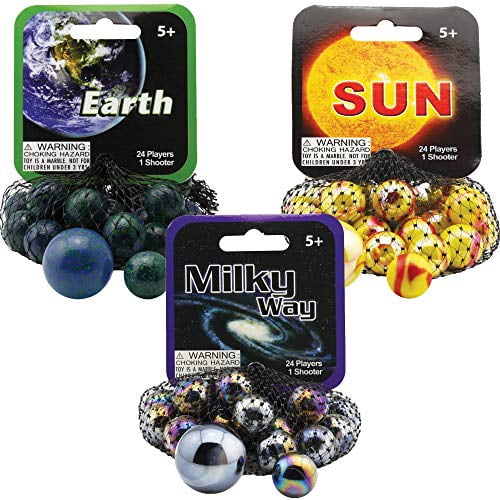 Mega Marble Milky Way for sale online 24 Collectible Marbles 1 Shooter Net Bag 