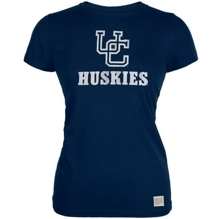 Uconn Huskies Tee - UConn Huskies - Distressed UC Logo Vintage Juniors T-Shirt