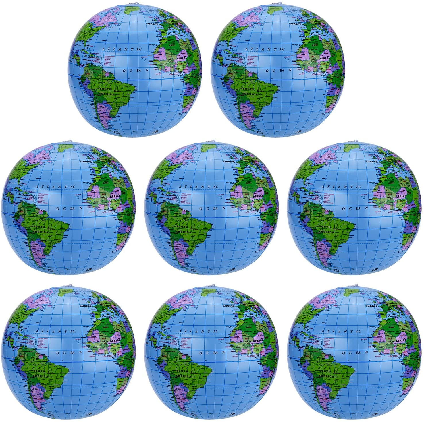 Inflatable Blow Up World Globe 16" Earth Atlas Ball Map Geography Toy PLV 