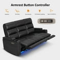 thumbnail image 2 of MCombo 77.6" 3 Seats Power Reclining Sofa, Home Theater Seating with LED Light & Armrest Storage, Faux Leather, Black, 2 of 9