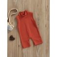 thumbnail image 3 of Gureui Toddler Infant Baby Girls Summer Romper, Casual Solid Color High Neck Sleeveless Short Jumpsuit One-Piece Clothes, 3 of 9