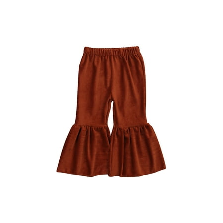 

IZhansean Kids Toddler Baby Girl Long Pants Bell Bottom Corduroy Flared Trousers Ruffle Leggings Fall Winter Clothes Brown 6-12 Months
