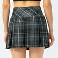 thumbnail image 6 of Women Plaid Casual Mini Skater Skirt with Shorts Elastic Tennis Skirt High Waist Basic Pleated Golf Skorts with Pockets Gray XL, 6 of 7