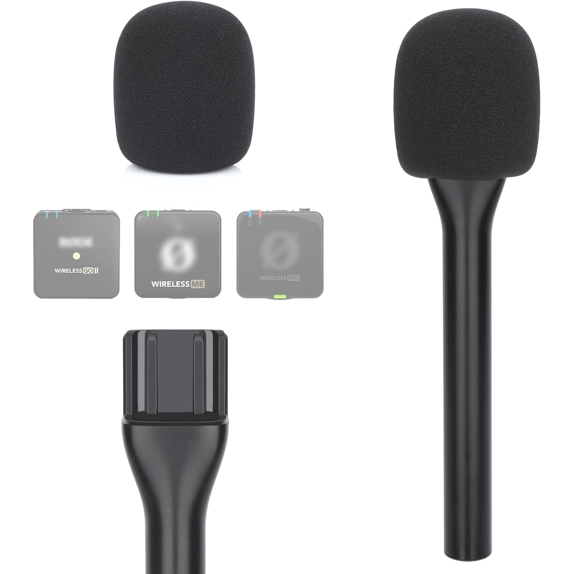 SUNMON Interview Microphone Handheld Adaptor for Rode Wireless Go II/Wireless PRO/Wireless ME, for DJI Mic/Mic 2, Interview Go Handheld Mic Adapter Compatible with Wireless Microphone System