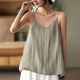 thumbnail image 6 of Dazajoo Womens Cotton Linen Camisole Tank Tops V Neck Spaghetti Strap Vest Shirts Summer Sleeveless Solid Color Camis,Gray,M, 6 of 6