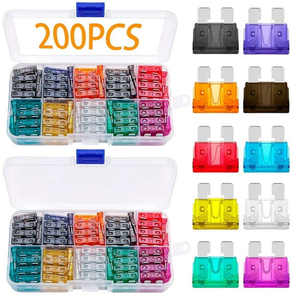 Haobase 200 Pcs Blade Car Fuses Assortment Kit –Standard (2A/3A/5A/7.5A/10A/15A/20A/25A/30A/35A)