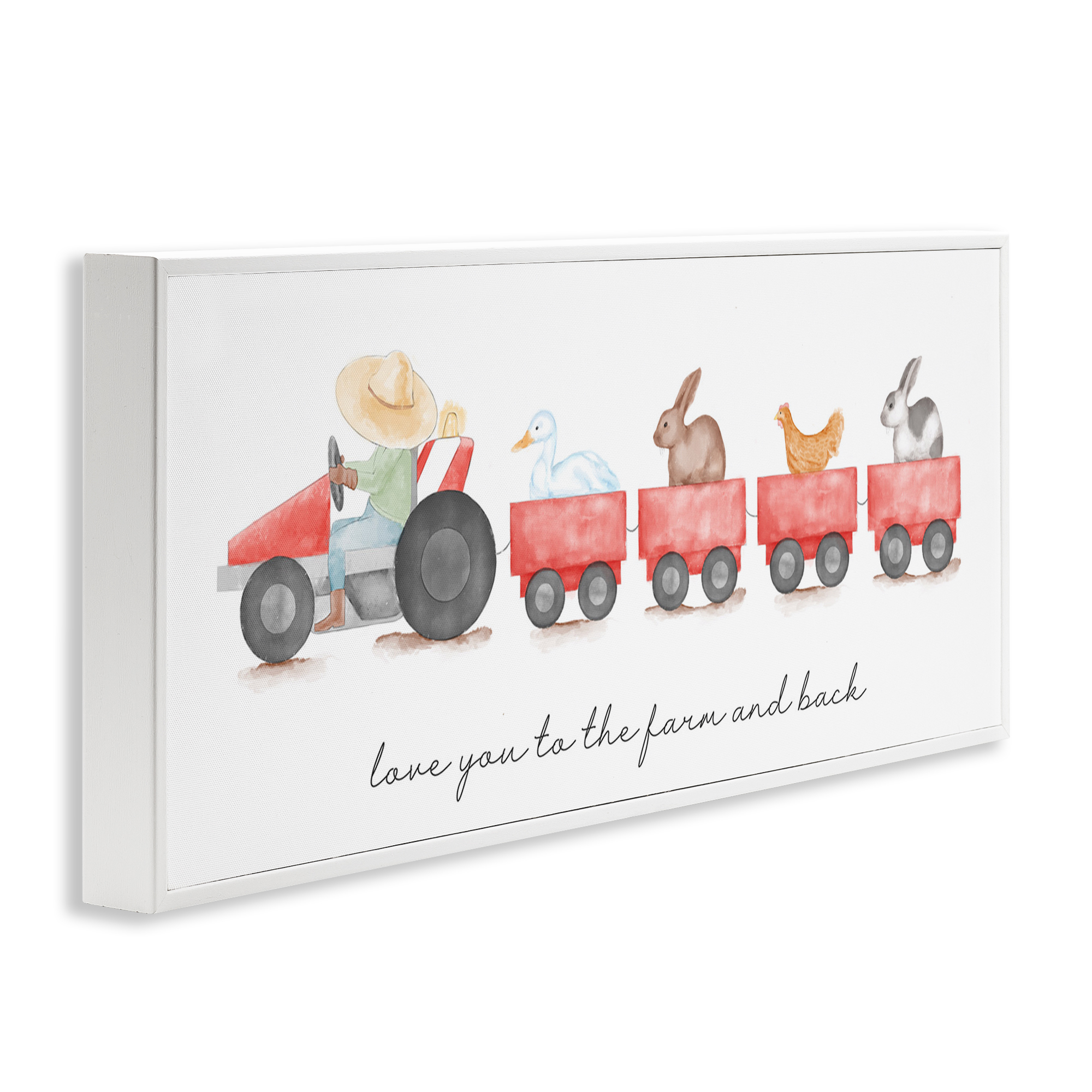 Stupell Industries Love You Farm & Back Animals & Insects Painting White Framed Art Print Wall Art, 30 x 13