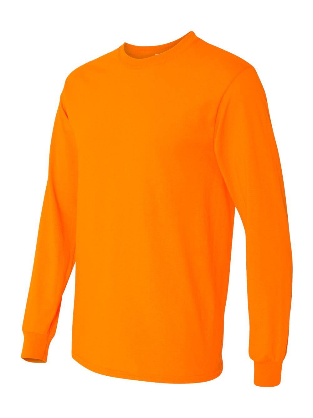 Gildan - Heavy Cotton Long Sleeve T-Shirt - 5400 - Safety Orange - Size ...