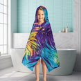 thumbnail image 6 of Colorful Tropical Leaf Pattern Hooded Bath Towel，50"x30" for Ages 3 To 12 Kids, Quick Dry Lightweight Soft Microfiber Hood Beach Towel Cover Up for Kids, 6 of 7