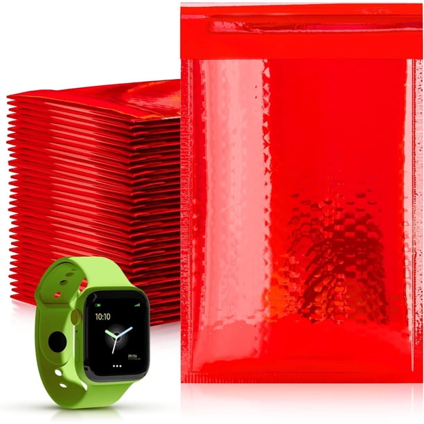 Sobres de Burbujas Metálicas Rojas, 5 x 9 Pulgadas. Paquete de 25 Sobres de Burbujas Acolchados Metálicos. Sobres Acolchados Impermeables Metálicos. Sobres de Envío de Papel de Aluminio Brillante para Cosas Frágiles