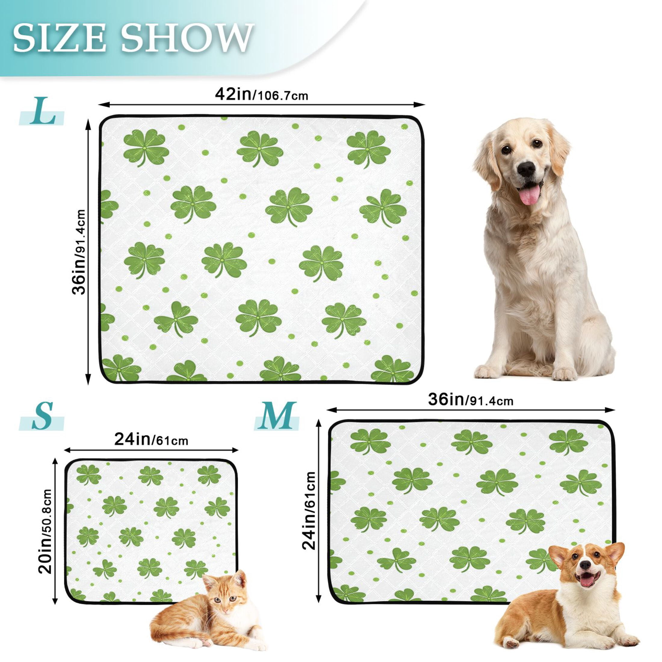 Washable Pet Pee Pads with Super Absorbent Reusable Training Pads for Dogs & Cats Shamrock Leaves and Polka Dots