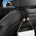 thumbnail image 4 of 2pcs Leather Car Seat Headrest Hooks with Phone Holder, Multifunctional Backseat Organizer Hanger, Durable Storage Hook for Wallets, Bags & Purse, Easy Install Auto Accessory for Car Interior, Black, 4 of 5