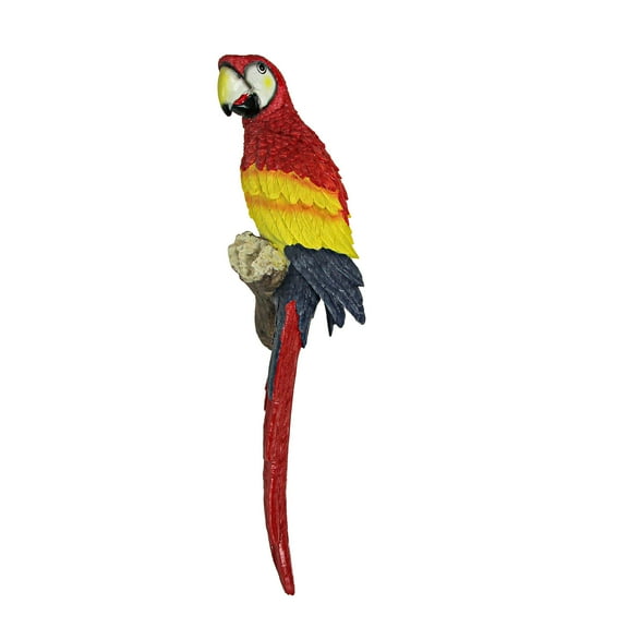 Zeckos Resin Scarlet Macaw Parrot Wall Sculpture Home Décor 18 inch