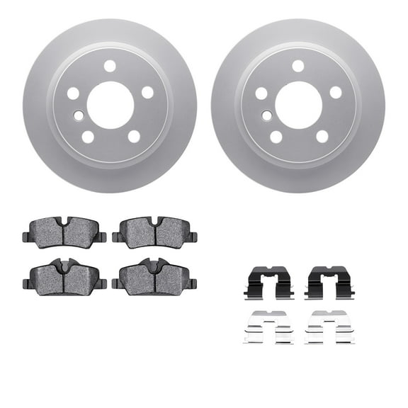 Dynamic Friction Company Rear Geospec Brake Rotors with 5000 Advanced Brake Pads includes Hardware 4512-32045