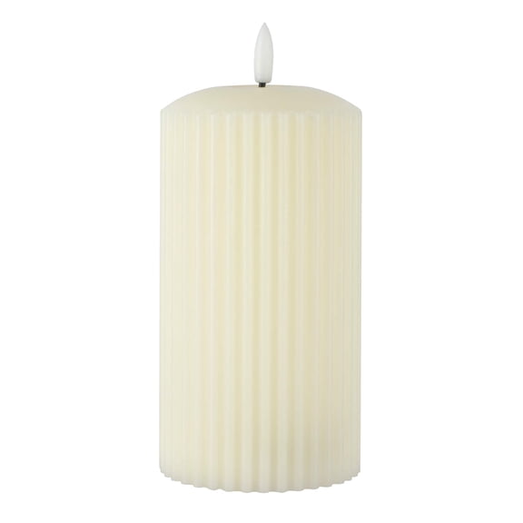 Ivory Ribbed LED Pillar Candle by Ashland®