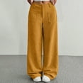thumbnail image 2 of felwors Barrel Pants for Women High Waisted Corduroy Elastic Waist Trendy Loose Casual Fall Trousers Pants with Pockets Yellow, L, 2 of 5