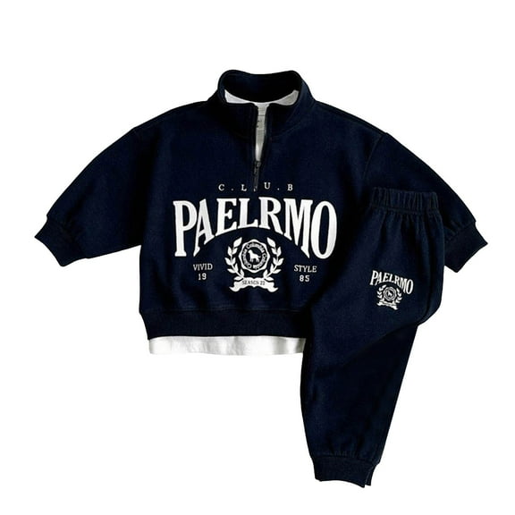 Gubotare Winter Clothing Set for Girls Outfit Toddler Baby Girl Boy Long Sleeve Sweatshirt Pants Clothes Fall Winter Size 6 12 Months (Dark Blue,6-12 Months)