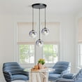 thumbnail image 3 of KCO Lighting 3-Light Large Glass Cluster Chandelier, Nordic Mercury Glass Pendant Light, Modern Globe Ceiling Hanging Lighting, 3 of 7