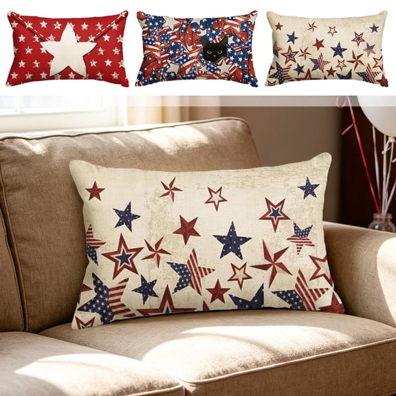 Diceymbol Memorial Day Pillow Covers 12x20 Inch Vintage Scattered Flag Star Lumbar Pillow Case 4th Of July Decorations Pillow Covers For 250th Anniversary Home Sofa Decor 1Pcs