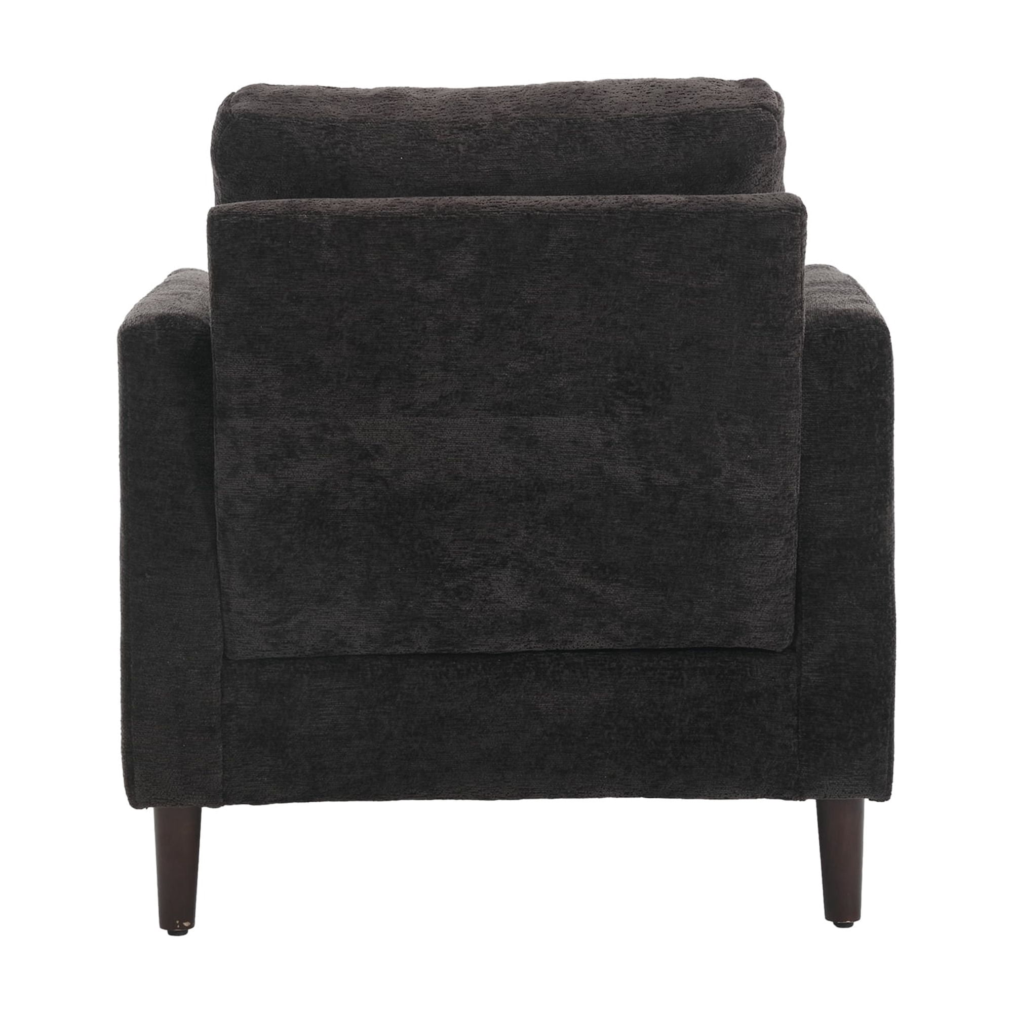 MAYEERTY Wood Frame Armchair, Modern Accent Chair Lounge Chair Tufted Club Chair, Mid Century Modern Arm Chairs with Studded, Solid Wood Frame, for Bedroom, Reading (Black Chenille)