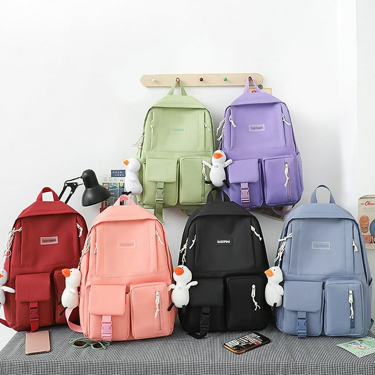 Meterk 4 pcs Canvas Backpack Combo Set School Bags with Crossbody Bag Pencil Box Casual School Bag For Teenage Girls Women Backpack College Student Laptop Backpacks Walmart