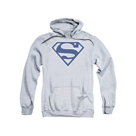 Superman DC Comics Navy & White Shield Adult Gray Pull-Over Hoodie