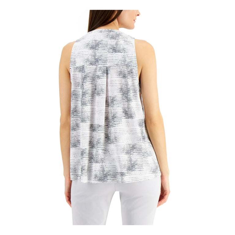 Alfani Womens Reptile Print Button Up Shirt, White, X-Large 