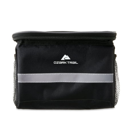 Ozark Trail Bicycle Basket, Handlebar Cooler Bag with Smartphone Pocket, Black and Grey