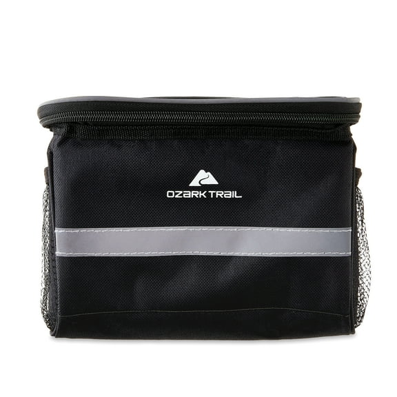 Ozark Trail Bicycle Basket, Handlebar Cooler Bag with Smartphone Pocket, Black and Grey