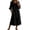 Black, variant on Summer Women's 3/4 Sleeve Maxi A-Line Dress Washed Crinkle Ruffle Collar A Line Mid Loose
