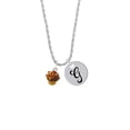 thumbnail image 2 of Delight Jewelry Resin Mini Vanilla Cupcake with Chocolate Frosting Silvertone Script Initial Disc - G - Charm Necklace, 20"+3", 2 of 4
