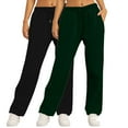 thumbnail image 2 of Bcresic 2 Pcs Womens Sweatpants Trendy Fleece Sweat Pants Loose Fit Joogers Elastic Waist Trousers Y2K Baggy Sweatpant with Pockets,Y01_Green,XX-Large, 2 of 6