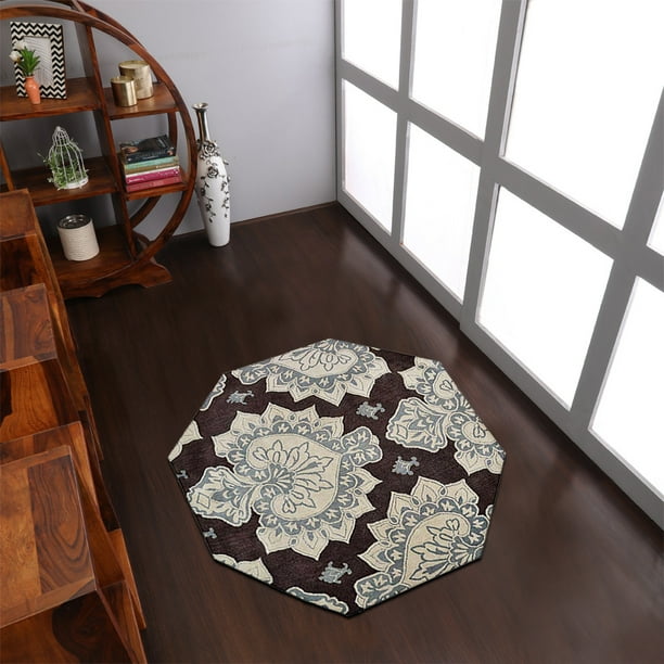 Rugsotic Carpets Hand Tufted, Floral Wool Octagon Floor Area Rug For