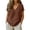 Coffee, variant on Ladies Summer Breathable V Neck Blouse Cotton Linen Short Sleeve Relaxed Fit Tunic