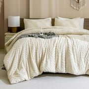 ANGENIA King Size Comforter Sets Beige - 3 Pieces Cream Boho Bedding Comforter Set for King Bed - Soft Fluffy Tufted Textured All Season Bed Set for Women Men