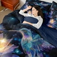 thumbnail image 5 of Manfei Dreamy Glitter Hummingbird 7-Piece Twin Bedding Sets, Bling Lotus Bedding Comforter Set, Stars Starry Sky Reversible Sheet Sets, Lightweight Room Decor, 5 of 8