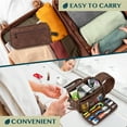 thumbnail image 6 of PAVILIA Toiletry Bag for Men Women, Mens Travel Bag Toiletries Organizer Case for Grooming, Travel Essentials Shaving Dopp Kit, PU Leather Water Resistant Cosmetic Pouch, Dark Brown, 6 of 8