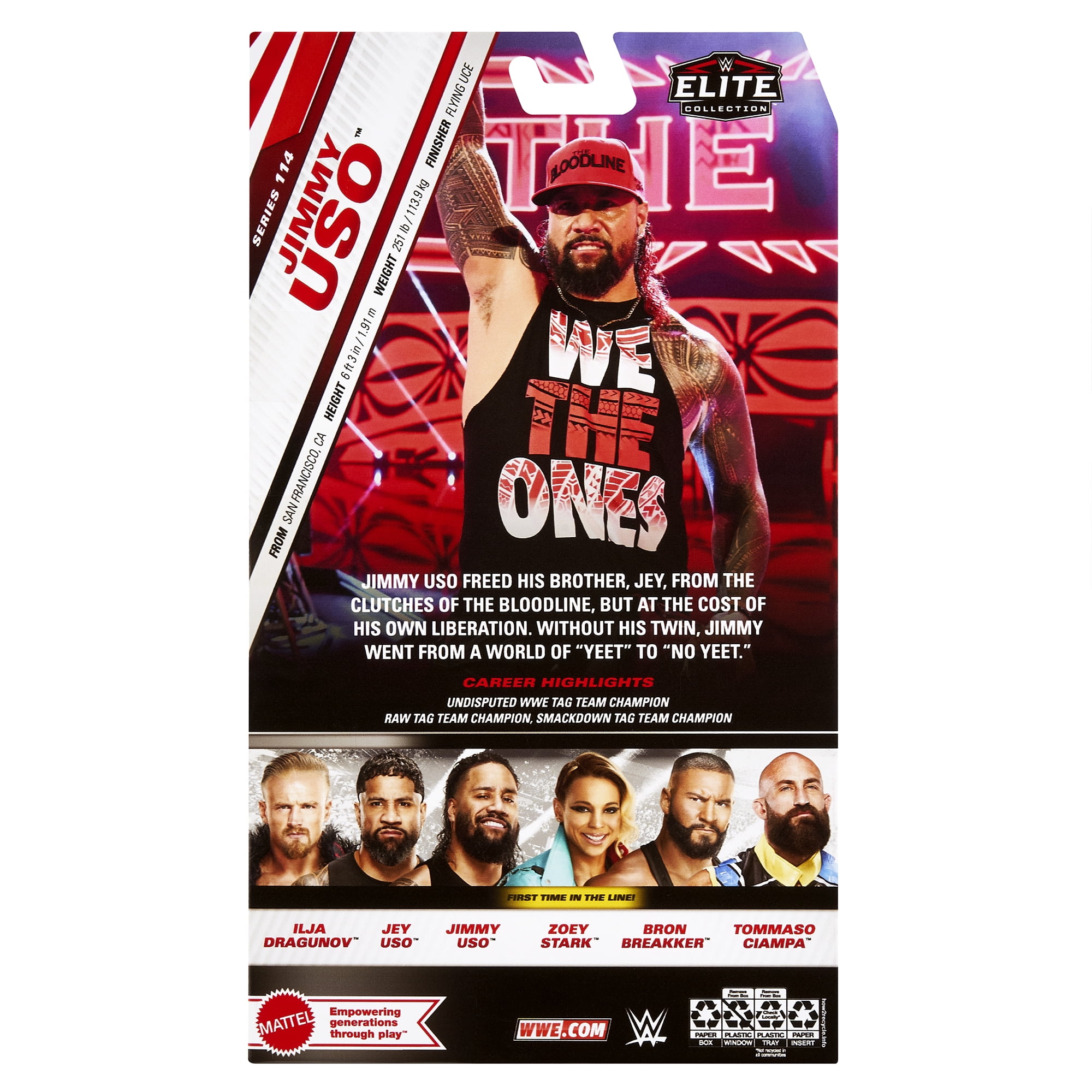 Jimmy Uso (Black Gear) - WWE Elite 114 Mattel WWE Toy Wrestling Action Figure