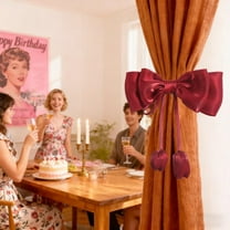 Valentine Decor Large Pink Bow with Streamers Fabric Decor Sweet Color Curtain Clip Wall Hanging Romantic Window Valentine's Day Decor