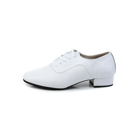 

Harsuny Mens Jazz Leather Ballroom Shoes Lightweight Tango Dancing Sneakers Walking Non-Slip Latin Dance Shoes White (rubber sole) 9