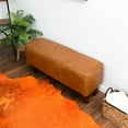 thumbnail image 3 of Serena Mid-Century Modern Genuine Leather Upholstered Bench in Tan, 3 of 6