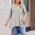 thumbnail image 3 of zbxnLI Womens Plus Size Tops 3/4 Sleeve Tunic Tops Striped Graphic Tee High Low Hem Dressy Blouses, 3 of 5