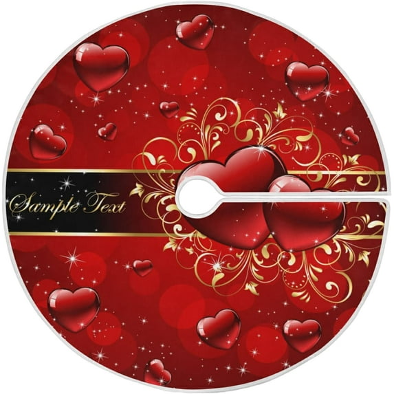 FMSHPON Valentine's Day Mother's Day Red Heart Love Xmas Christmas Tree Skirt Stand Mat for Holiday Party Decoration Indoor Outdoor 36 inches