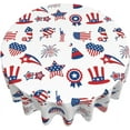 thumbnail image 3 of 4th of July Tablecloth 60 Inch Round, Patriotic Memorial Day Tablecloths Stain Resistance Polyester Independence Day American Flag Table Cloth for Party Picnic Dinner Holiday Decor, 3 of 6