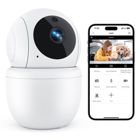 ZHAOGE 2K Pet Camera, Dog Camera with Phone APP, 360° Pan/Tilt View Indoor Camera for Home Security with Motion Detection, Two-Way Audio, Night Vision, Siren Alert, Cloud & SD Card Storage