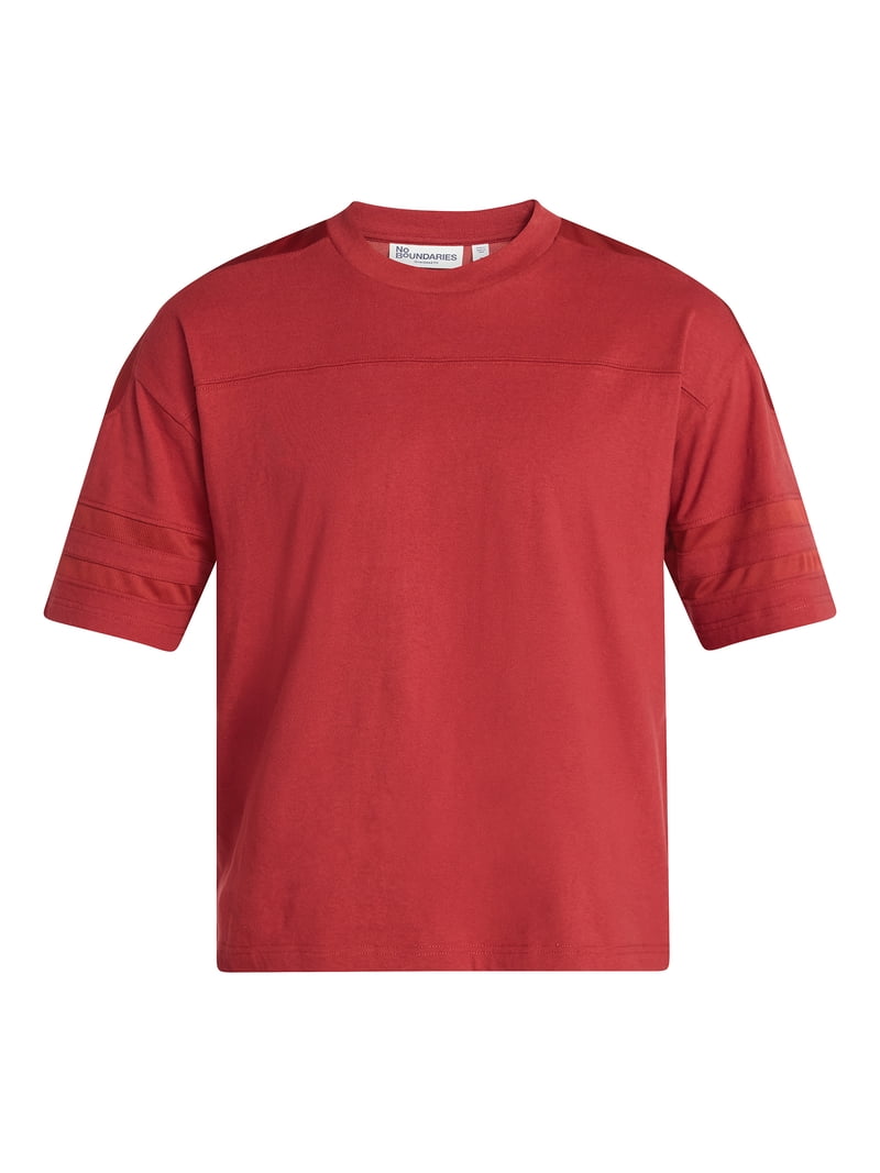 No Boundaries Men's Football Tee with Short Sleeves, Oversized Fit