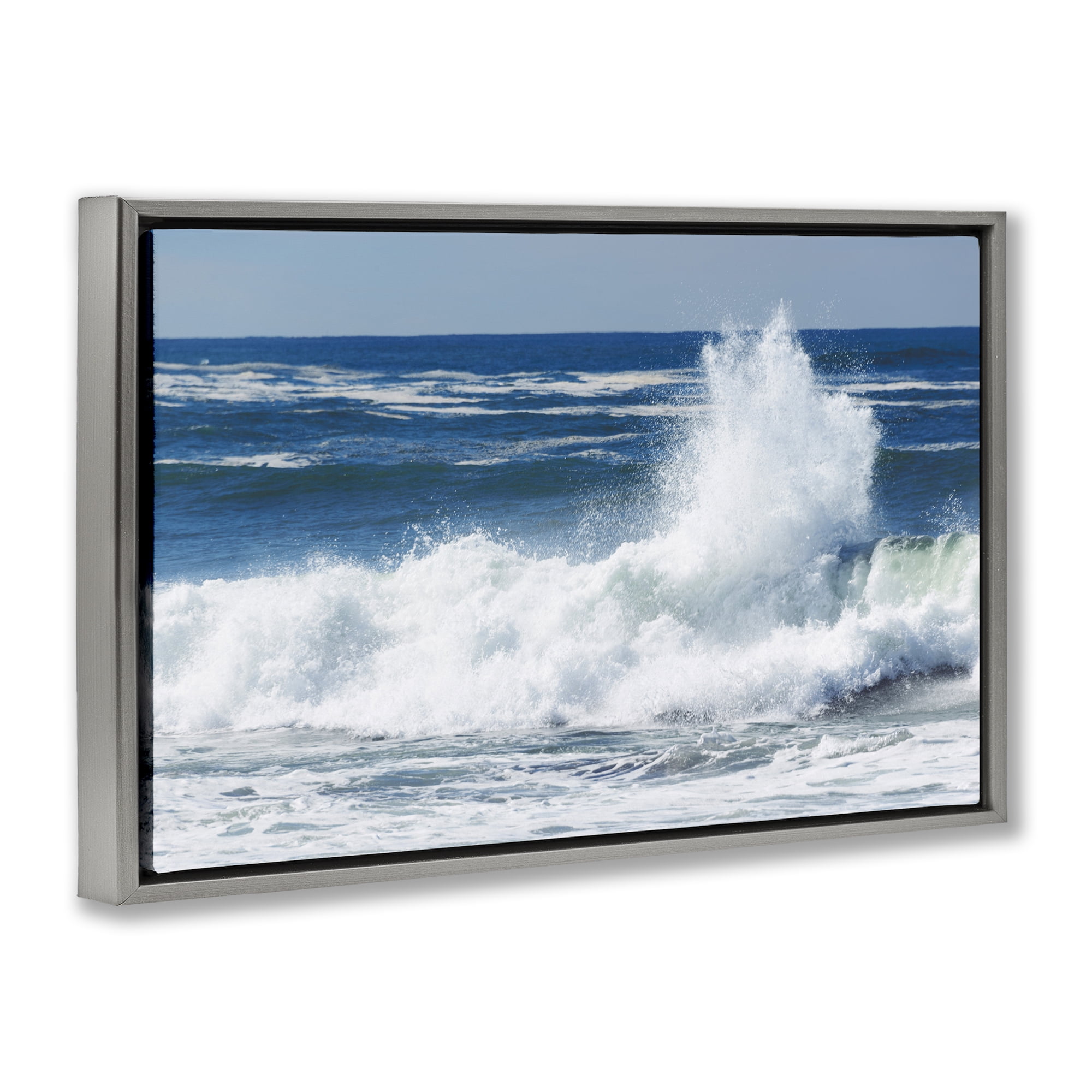 Stupell Industries Crashing Waves Splash Gray Framed Floater Canvas Wall Art, design by JLM Photographs