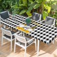 thumbnail image 2 of Daisy Bees Gnomes Table Cloths for 8 Foot Rectangle Tables, Black White Plaid Farmhouse Patio Waterproof Elastic Fitted Tablecloths, Washable Rectangular Table Cover for Camping, 2 of 8
